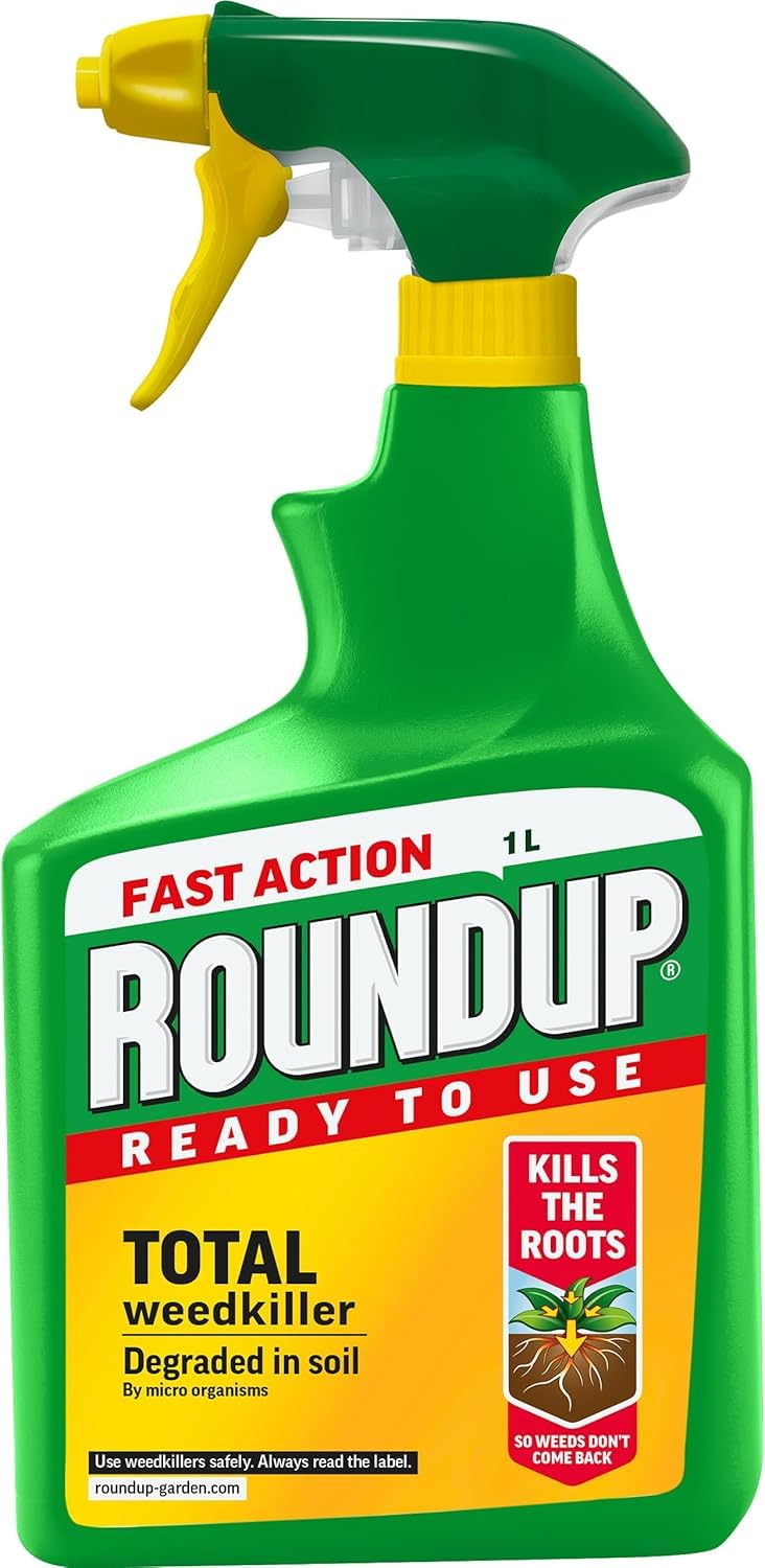 Roundup Total Weed Killer Ready to Use 1L, 5L Pump N Go, 5L Refill | Kills Weeds to the Root Fast, Ideal for Patios, Paths, Driveways, Gravel (1 Litre)