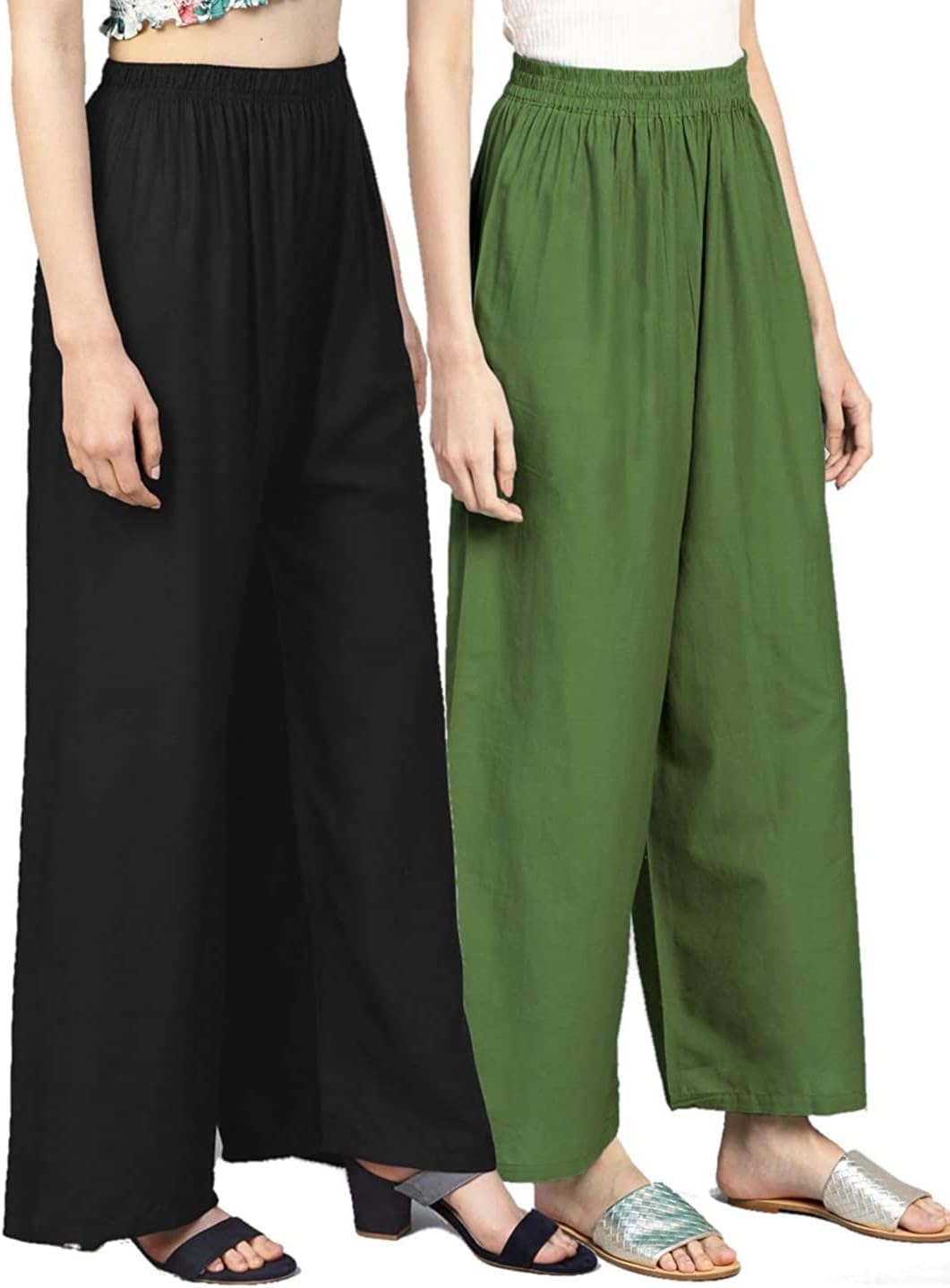 PINOVO Women's Premium Rayon Straight Palazzo Combo