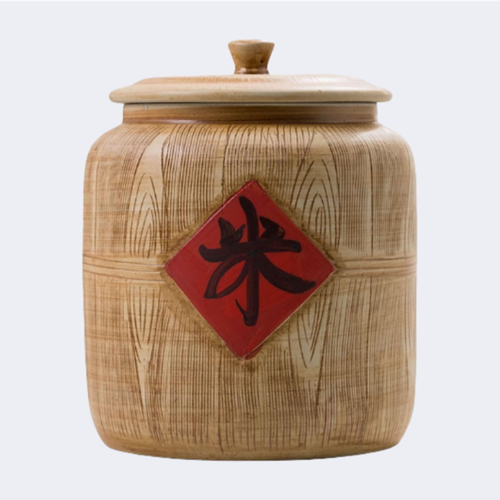 Ceramic Food Storage Barrels, Large Ceramic Jars with Lids, Household Ceramic Rice Jars, Medicinal Jars, Flour Barrels, Grain Dispensers, Rice Containers, Suitable for Rice, Flour, Soybeans B 25kg