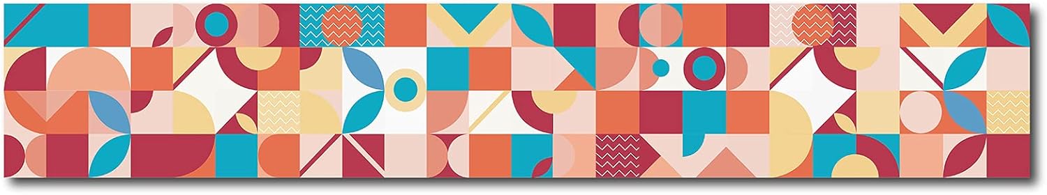 CREATCABIN Abstract Table Runner Modern Art Burlap Colorful Farmhouse Cotton Linen for Table Dresser Runners Holiday Family Party Home Dinner Coffee Tablecloth Decoration 70.8 x 11.8inch