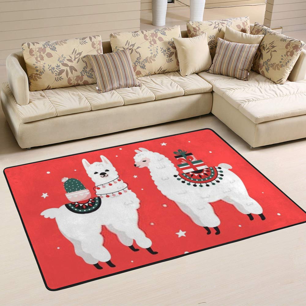 Tapis de Salon Noël Rouge Grand Format | Tapis Intérieur Festif Ruchen