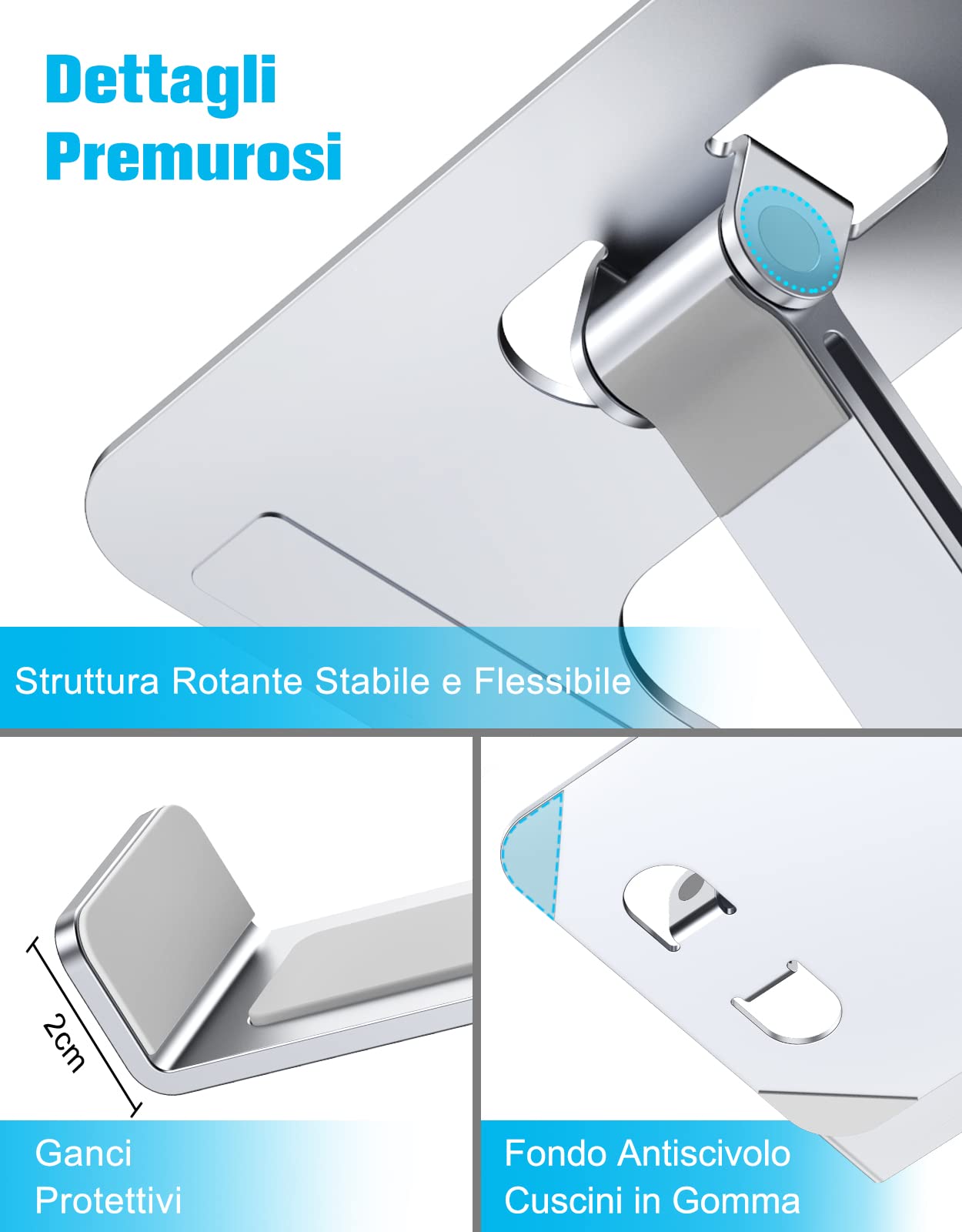 Babacom Supporto PC Portatile, Pieghevole Ergonomico Porta PC con Regolabile Altezza, Ventilato Laptop Stand Supporti da Tavolo per Libri Compatibile con MacBook Air, Pro, Altri 10-16" Tablet