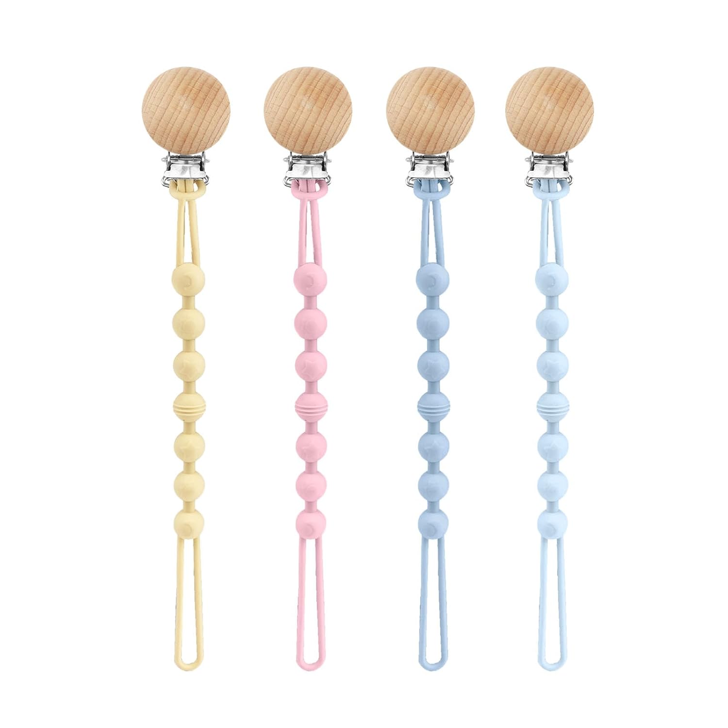 4Pcs Pacifier Clip, Silicone Pacifier Clip for Boys Girls