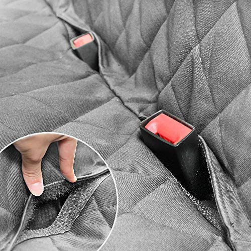 Image of Honest Dog Car Seat Covers with Side Flap, Pet Backseat Cover for Cars, Trucks, and Suv's - Waterproof & Nonslip-Luxury(Quilted) (61'' W x 64'' L,Gray)