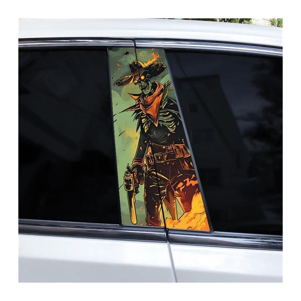 Body Parts 2pcs Car Window Pillar Decals Horror Skull Decoration Stickers DIY Car B-Pillar Stickers(Type A)