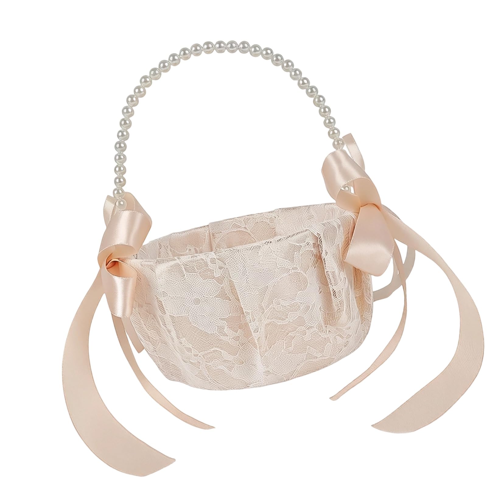 Decorative Petal Scattering Basket with Detachable Ribbon for Bridal Accessories Decorative Petal Scattering Basket with Detachable Ribbon for Bridal Accessories