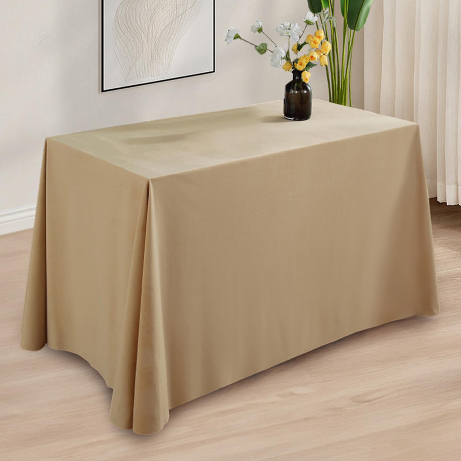 Nappe 200 x 260 cm brun clair lavable pour grande table de réception festive
