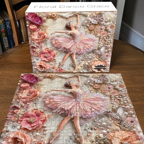 Rompecabezas para adultos de 1000 piezas, PICKFORU con temática de bailarina, cristales y mariposas florales, difícil, como decoración para el hogar miniatura 7
