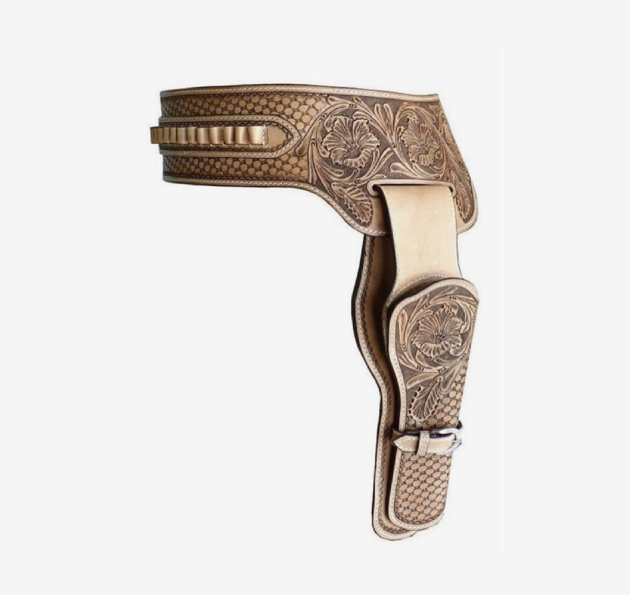 Vintage Leather Western Holster Cowboy Ammo Rigs Double Lined Leather .357. 38 (Black Right & Left Hand, Size 6 (50