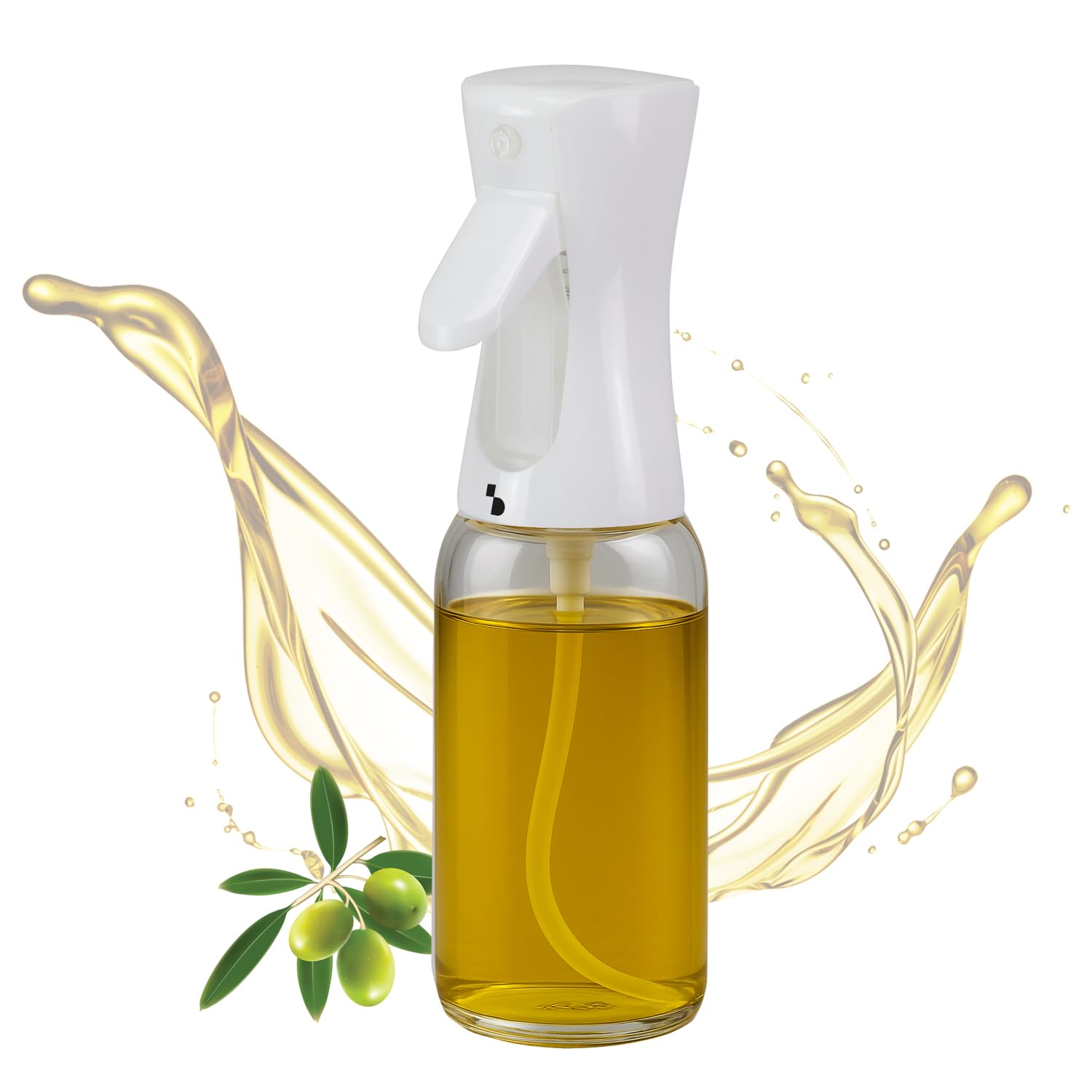 BEPER C102SPE002 Oil sprayer, 300 ml, spray nozzle with glass body for hot-air fryer, plastic cap, white