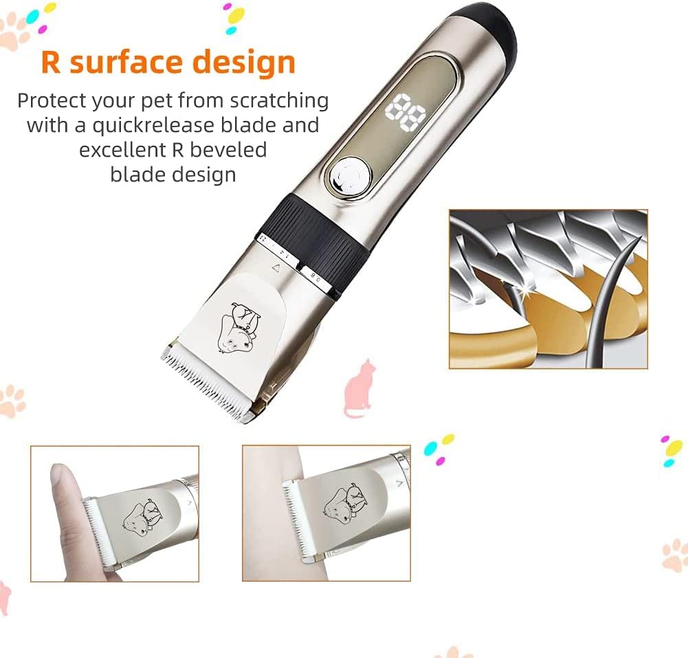 KAEFUYS 5 en 1 Máquina Cortar Pelo Mascotas Recargable IPX7 Impermeable Silenciosa y Velocidad Ajustable Cortapelos para Perros Profesional con Cortaúñas Peine Lima Tijeras y 6 Peines