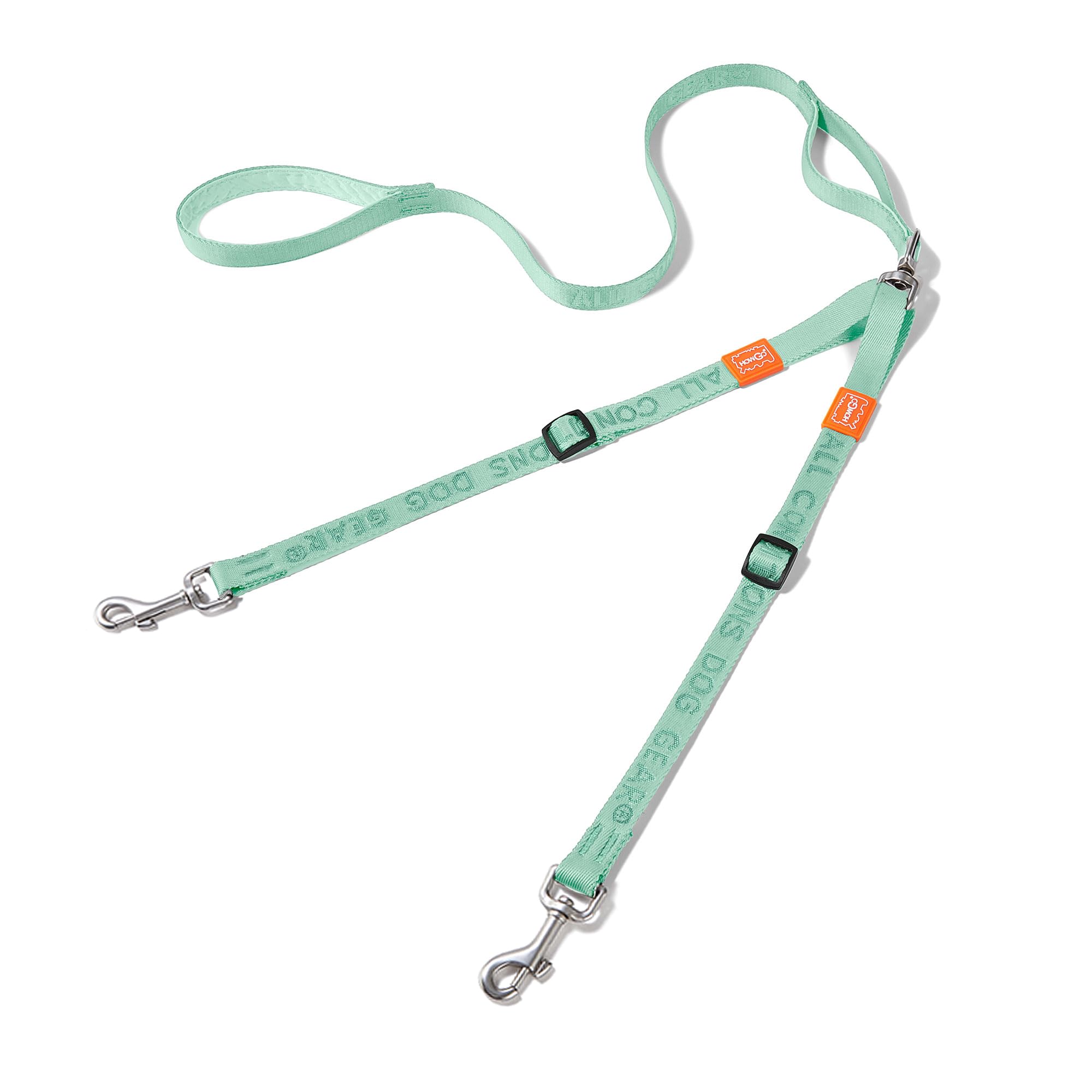 HOWGO Double Dog Leash, No Tangle 360° Swivel, Adjustable Two Padded Handles, Double Clip Dog Leash Coupler Splitter Breeds (Mint Green, 4/5'' x 4.8 FT, Std)