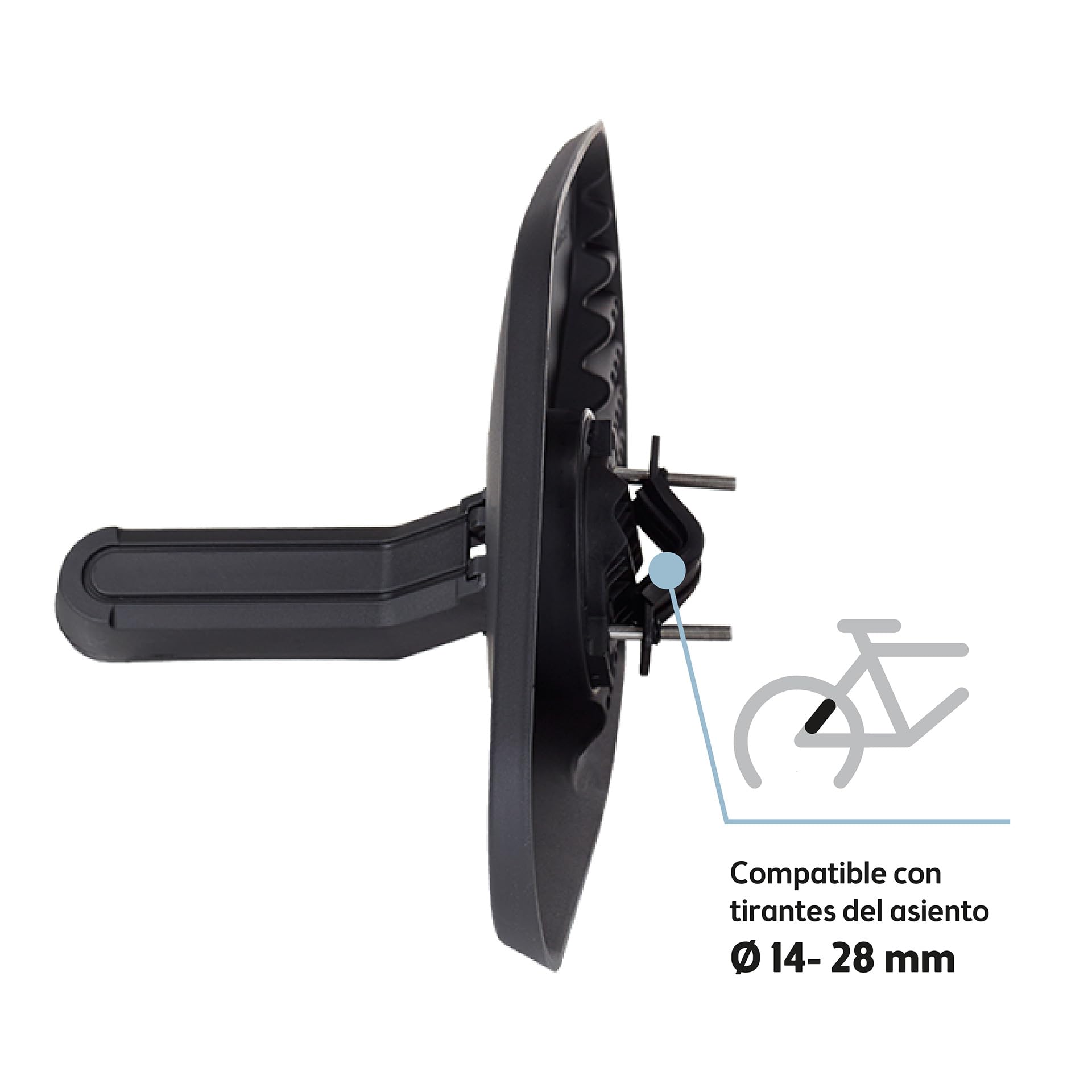BOBIKE 8011900001 - Silla Bicicleta Trasera para Portaequipajes MIK-HD One Junior, Niños Desde 6 Años, hasta 27 kg, con Reposapiés Retráctiles, Cinturón de Seguridad, Negro