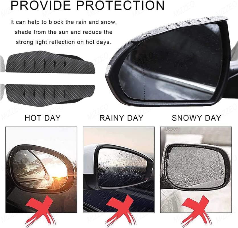 2X Carbon Fibre Black Car SUV Rear View Side Mirror Rain Visor Guard 2X Carbon Fibre Black Car SUV Rear View Side Mirror Rain Visor Guard