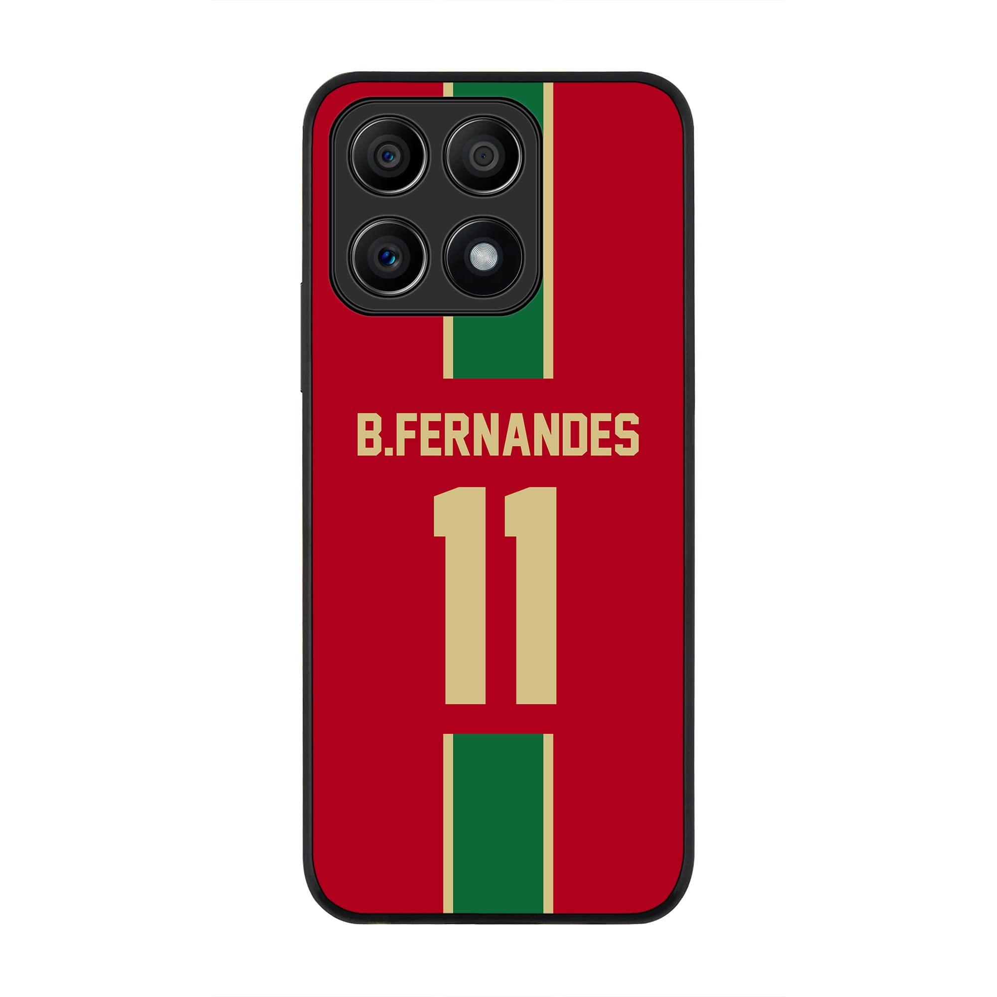 Stylizedd Rugged Black edge case for Honor X8A 4G, Slim fit Soft Case Flexible Rubber Edges Anti Drop TPU Gel Thin Cover - Football Team - Portugal, Player Name - B.Fernandes