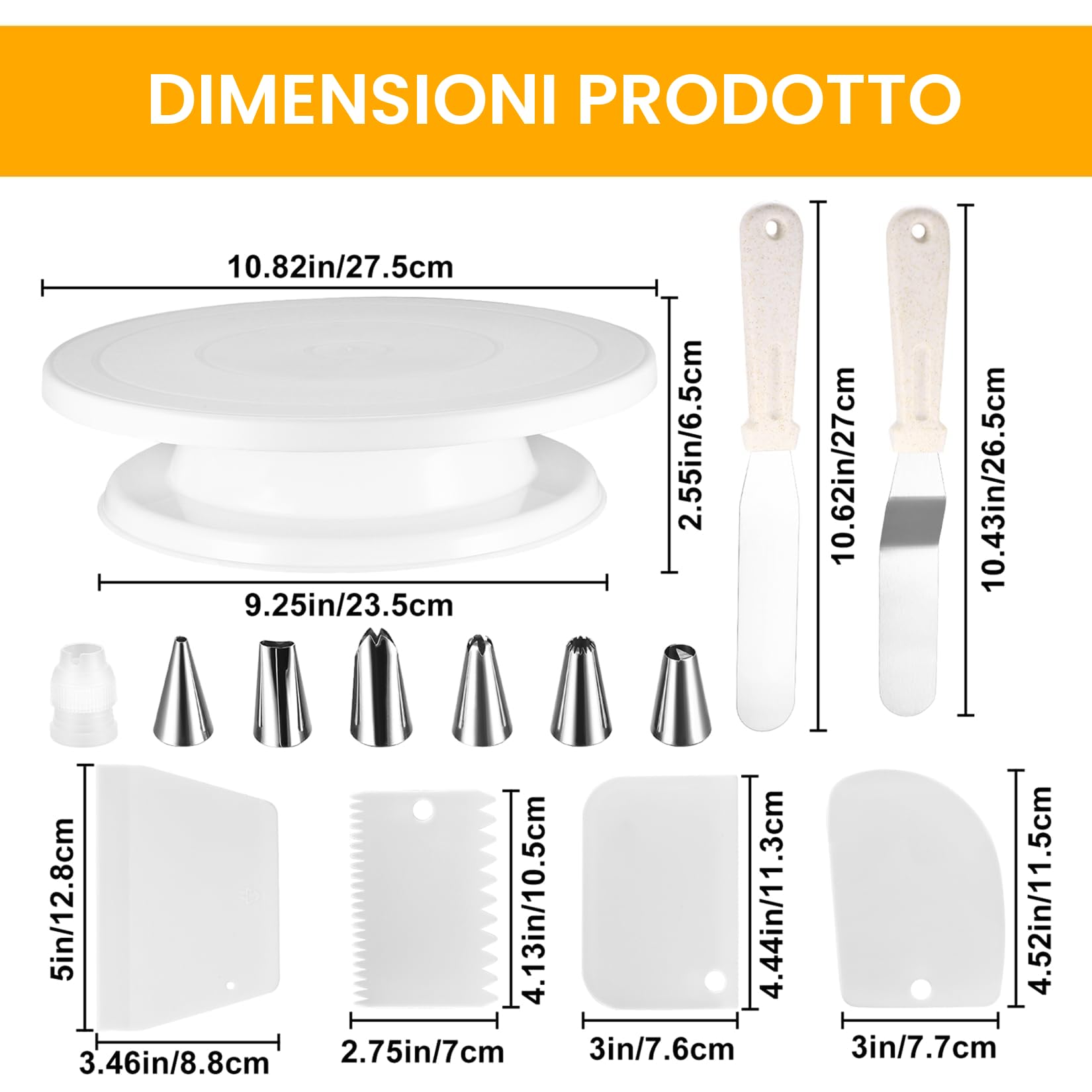 Piatto Girevole per Torte, Supporto per Torte, Set di Accessori per Torte