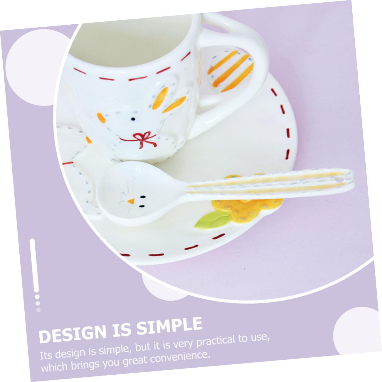 MAGICLULU 4piezas Cucharas De Cerámica Para Café y Sopa De Diseño De Dibujos Animados Utensilios Para Mezclar Bebidas y Servir Postres