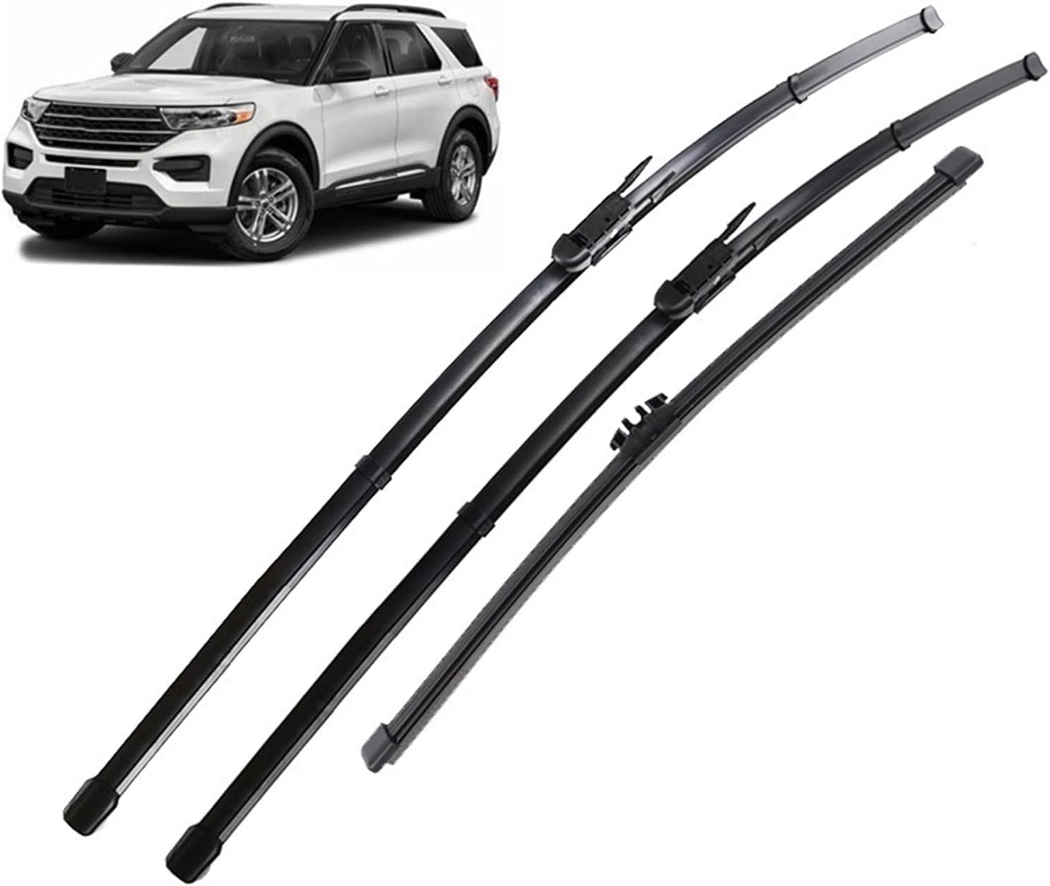 RESKIU Car Front Windshield Wiper Blade Set Replacement for Ford Explorer 6 U625 2020-2023, All Season Windscreen Wipers Quiet Easy Installation