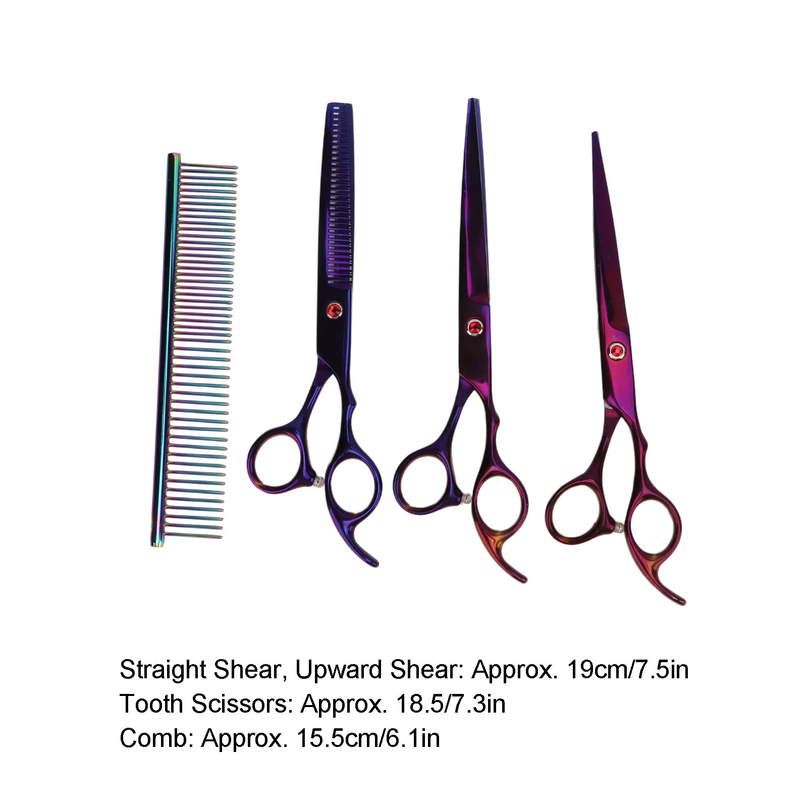 Zerodis Set di Forbici per Toelettatura Animali, Forbici Professionali per la Cura del Pelo 3 Pezzi 7 Pollici con Pettine e Borsa Portaoggetti, for Rifinitura del Pelo di Piccoli Animali