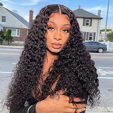 Kinky Curly Human Hair Wig Brazilian Curly Human Hair Wigs for Black Women 180% Density 13x4 Lace Closure Wigs Pre Plucked Lace Front Wig Natural Black Color 28 inch Cover