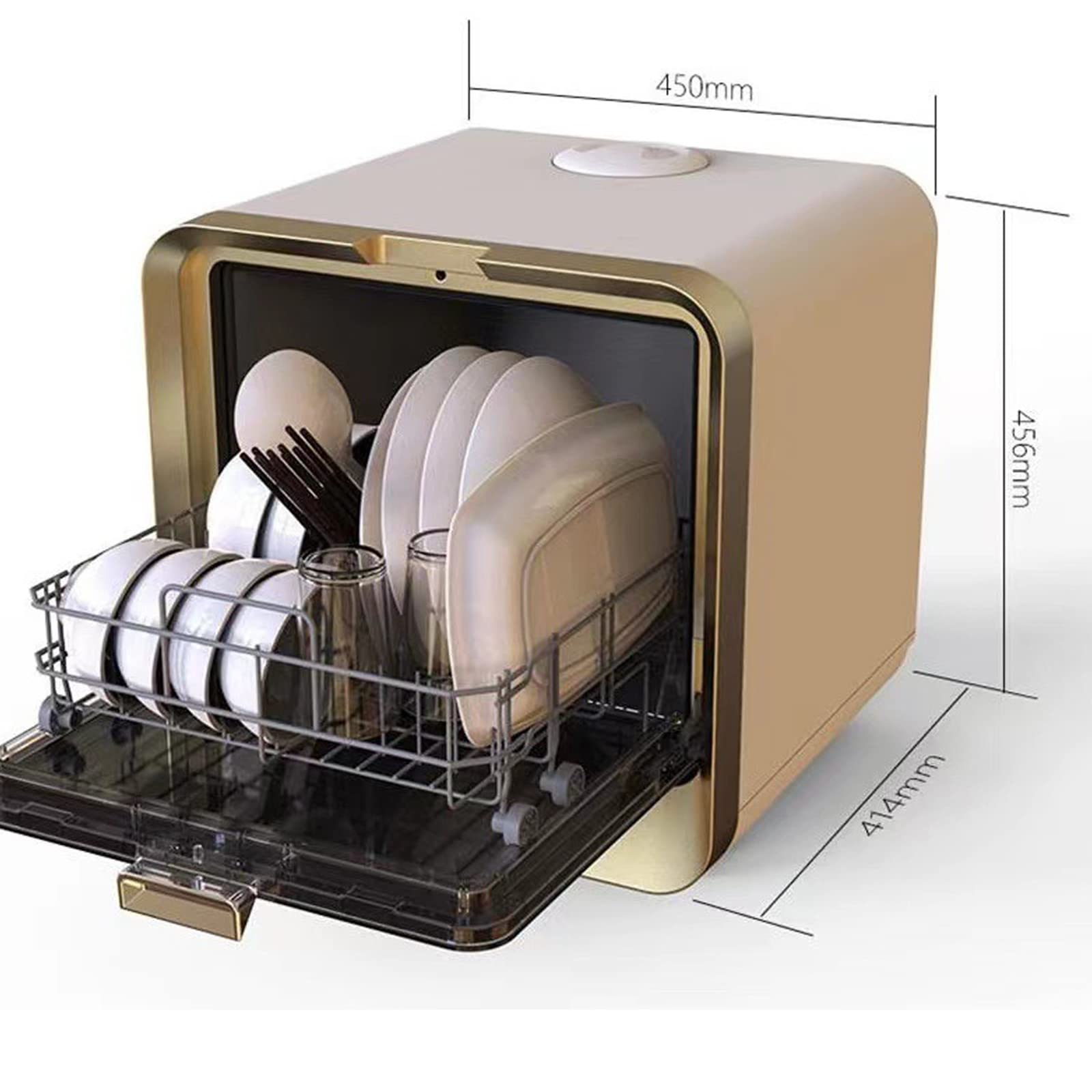 Mini zmywarka do naczyń, zmywarka nablatowa z 5L-10L wbudowanym zbiornikiem wody, 4 programy, ECO& szkło, 75℃ Steam& Air-Dry Function,zmywarka do naczyń do akademika, RV& mies