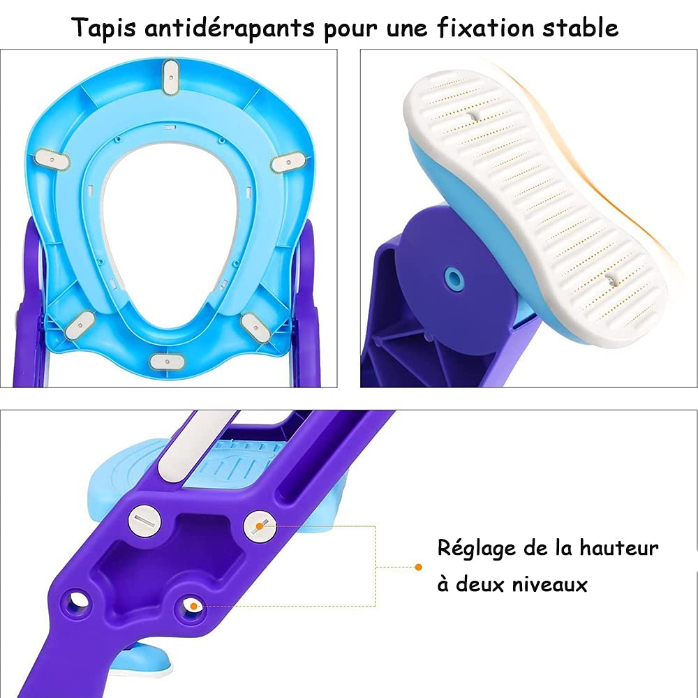 Siège de Toilette pour Enfants 1-7 Ans, Reducteur de Toilette avec échelle, Anti-dérapant Lunette de Toilette pour Bébés (Lot de 2, Bleu-vert)