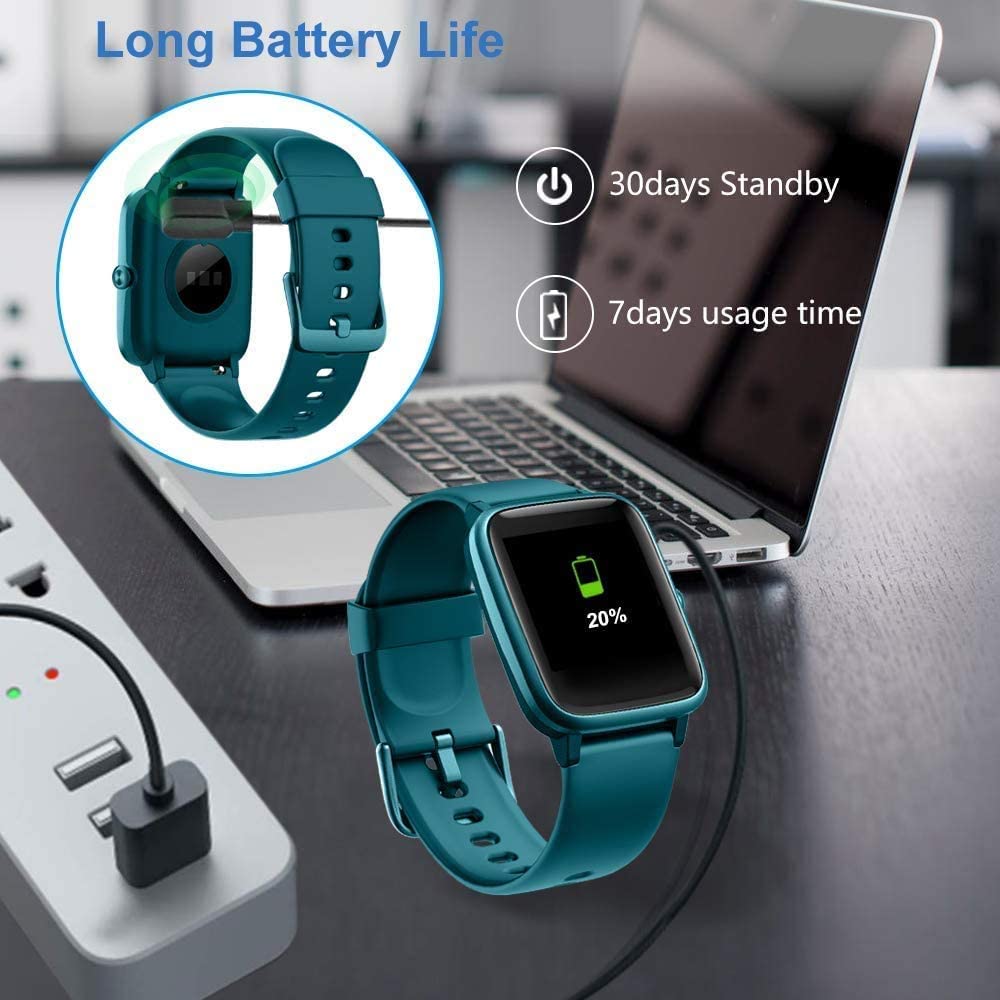 YTDZ Smartwatch Fitness Tracker GPS Integrato, Orologio Sportivo Intelligente con Cardiofrequenzimetro, Monitoraggio del Sonno, Notifiche SNS, Impermeabile IP68 (Verde)