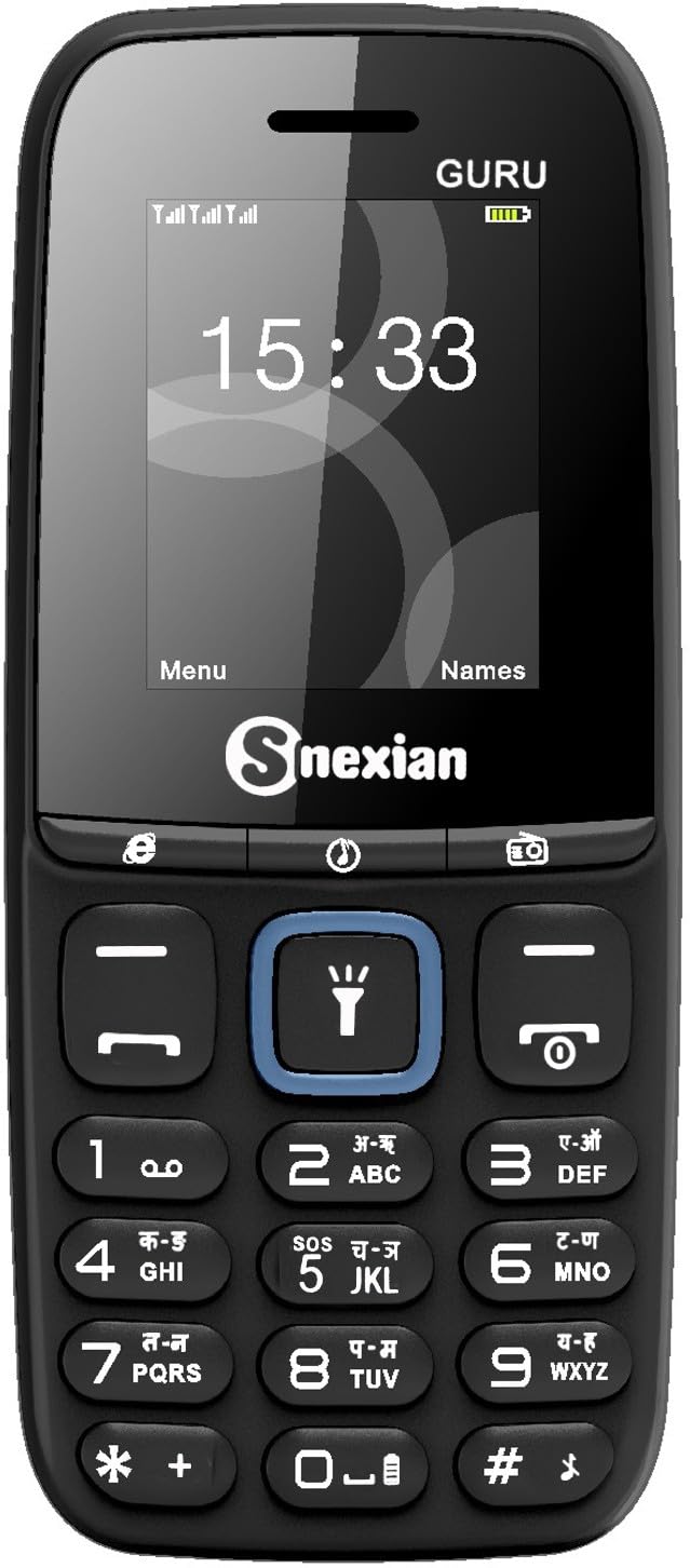 snexian all-new guru 2173 dual sim |keypad mobile| with 1.8" display | voice changer | auto call recording | long lasting battery | wireless fm | digital camera | feature phone | torch | blue