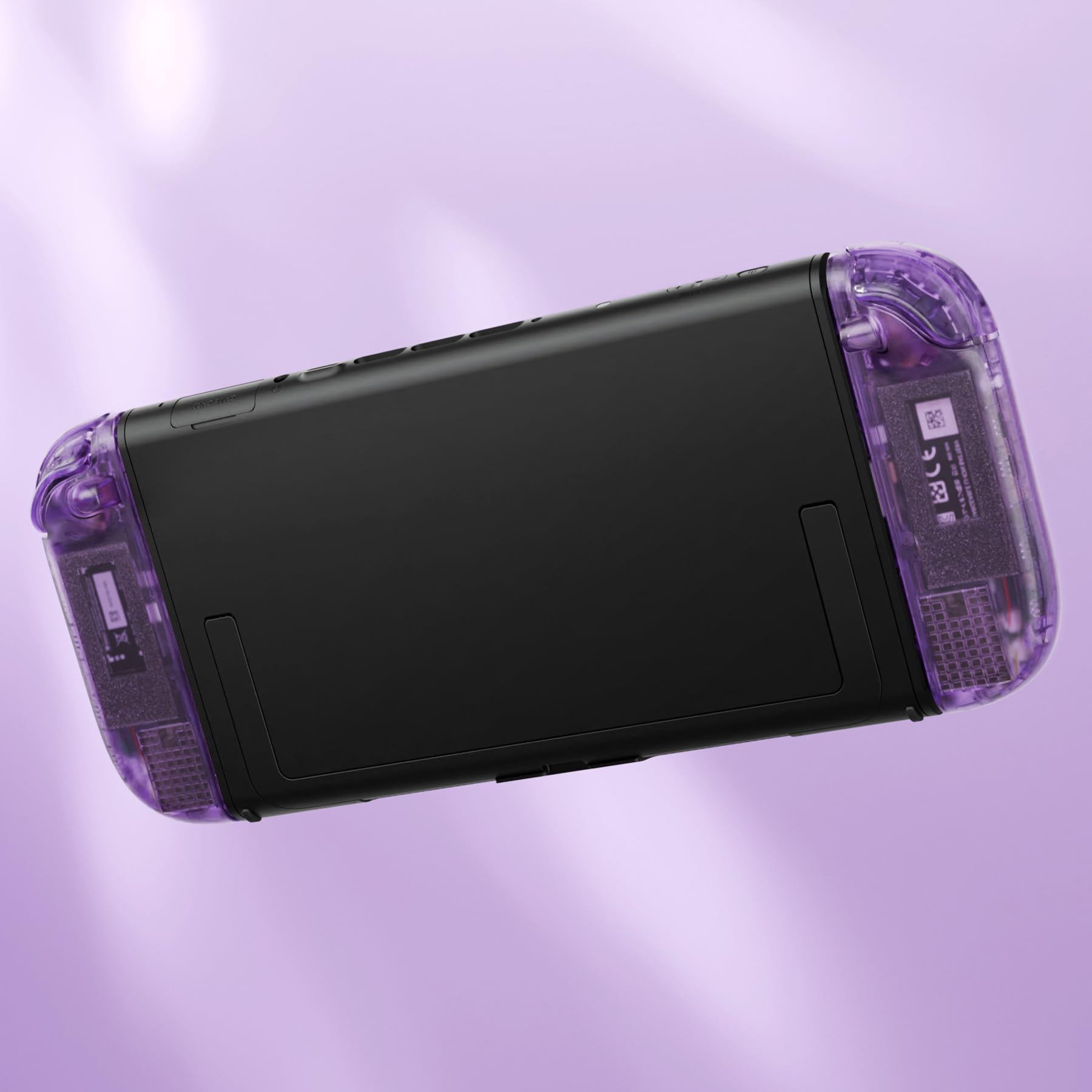 eXtremeRate D-Pad Ver. Gehäuse & Tasten Zubehör für Switch 2 Joycon, Deluxe-Version DIY-Ersatz Full Hülle/Zierstreifen/Mittel Rahmen/Buttons Set für Nintendo Switch 2 Joy Con-Transparent Lila