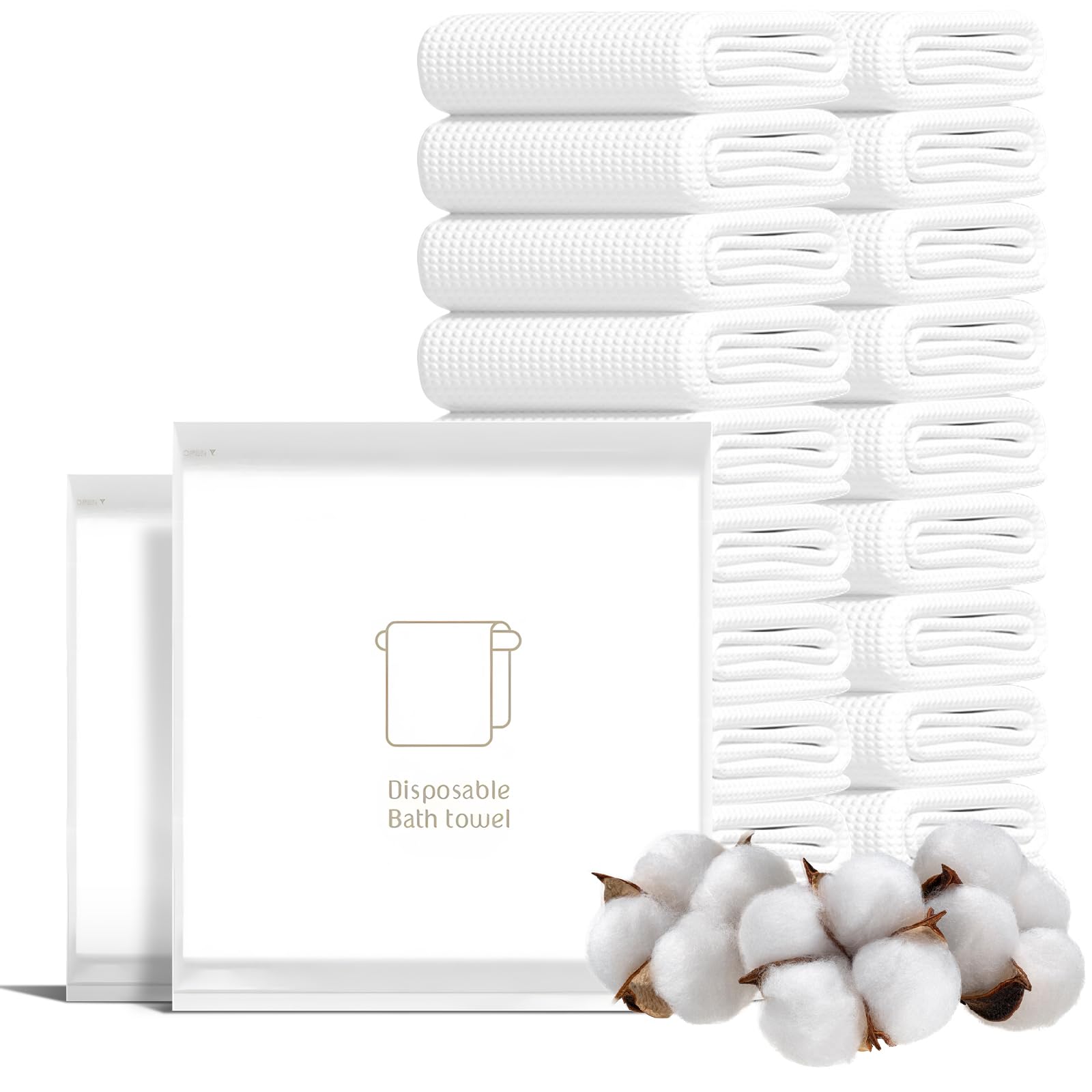 THMINS 20 Pack Disposable Bath Towels Extra Large, 70x140 cm Shower Towels,Large Disposable Towels for Body,20 Individual Packing for Travel Hotel,