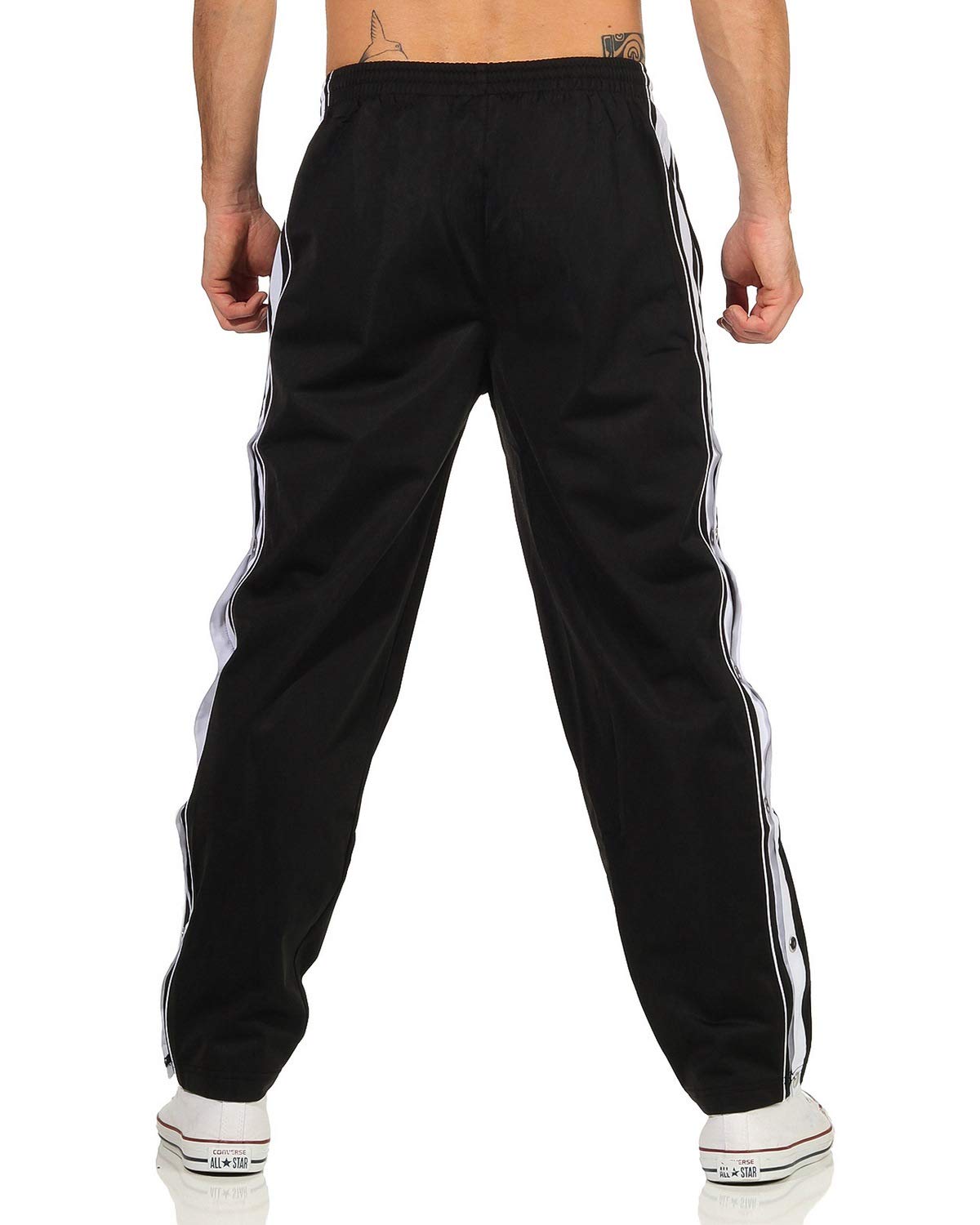 Pantaloni sportivi da uomo con bottoni laterali, per il tempo libero e lo jogging