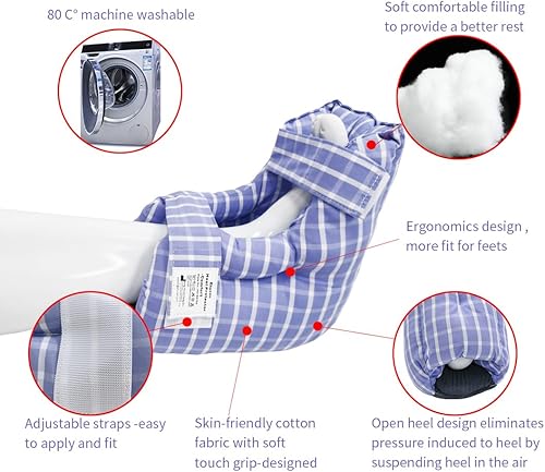 Miniatura 4 de Protectores de talón para úlceras de cama, cojín para úlceras por presión, almohadas de pies de soporte para botas para pacientes postrados en cama,