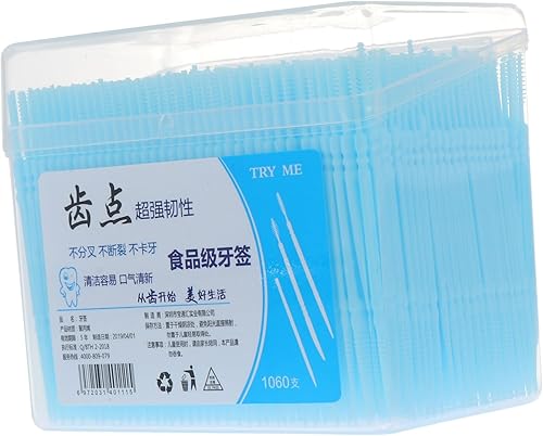 Healifty 1060 palillos de dientes de doble cabeza, palillos de dientes de plástico desechables para limpieza de dientes, cepillos interdentales para