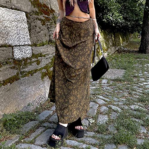 Women's Y2k Vintage Skirt Grunge Fairycore Long Skirts A-Line Midi Skirts High Waist Vintage Aesthetic Streetwear2