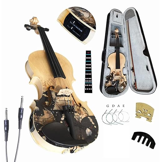 Aliyes Electric/Acoustic Violin Set for Beginners Special Designed Gift for Kids/Beginner with Hard Case,Bow,Extra Strings (4/4/Full-size)
