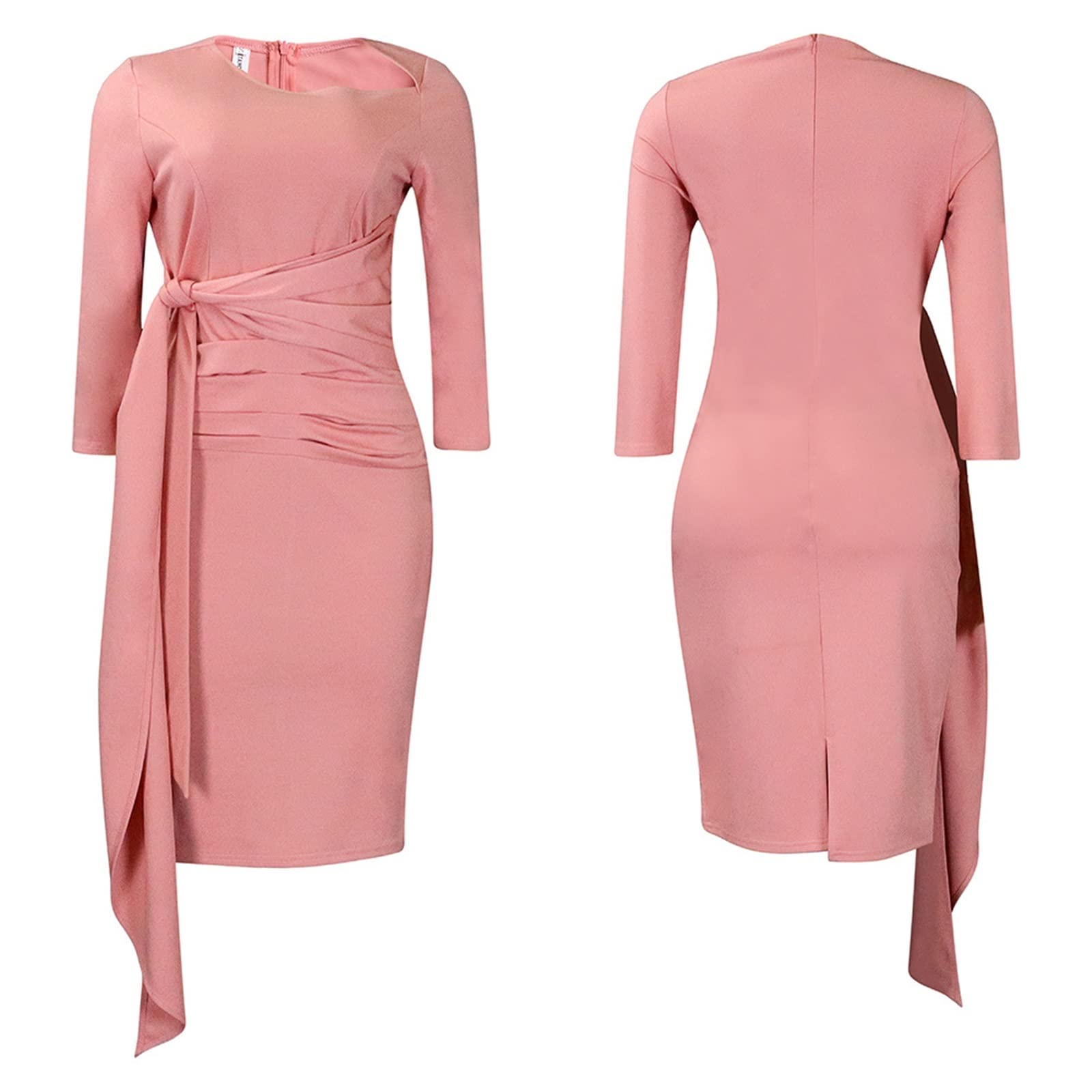 Amazon.com: GHAKKE Women's Work Business Bodycon Pencil Dress Slanted Neck 3 /4 Sleeves Cocktail Party Wedding Guest Office Midi Dresses (Color : Pink,  Size : X-Large) : Clothing, Shoes & Jewelry