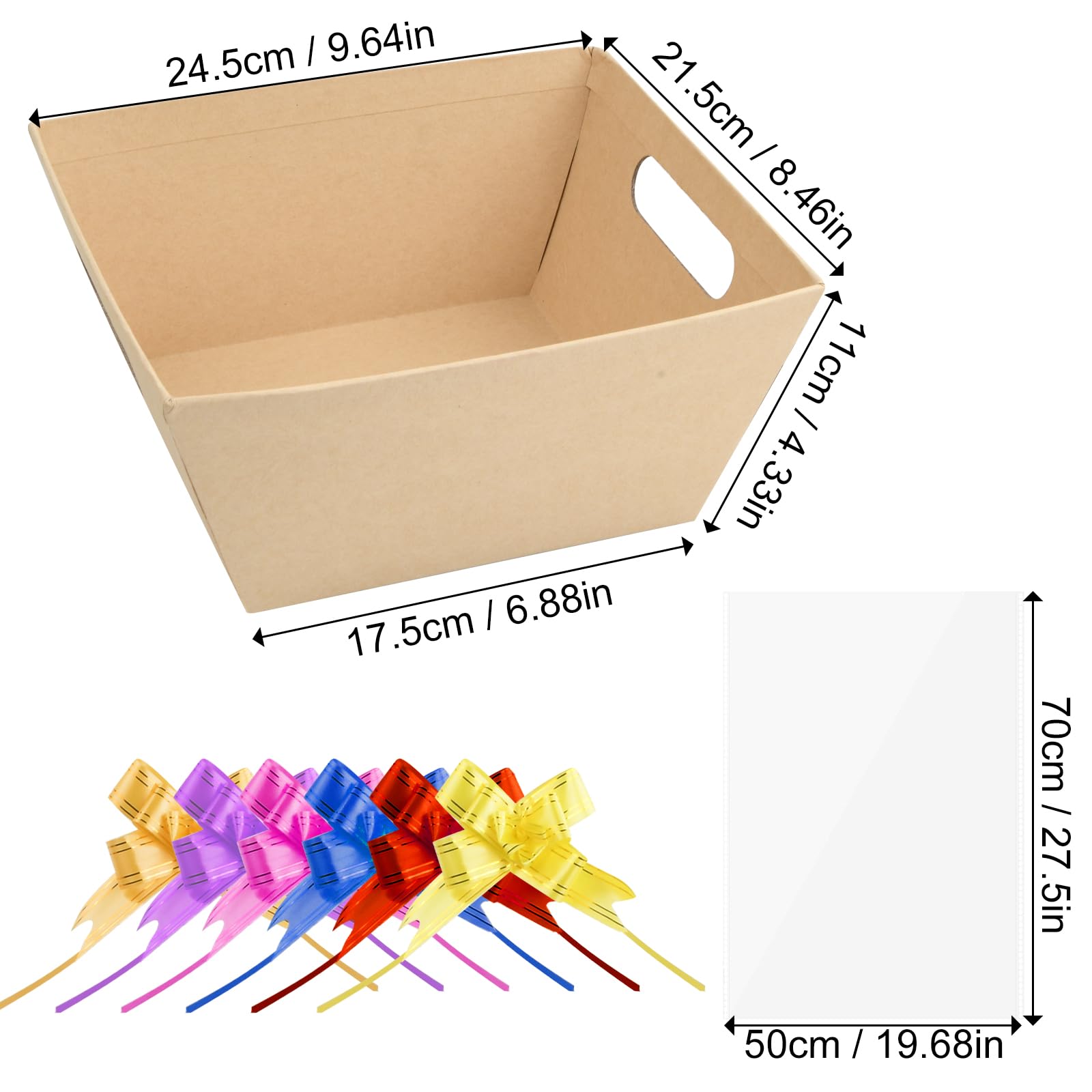 6 Cestini Regalo In Cartone Kraft Con Manici, Fiocchi E Buste – Kit Fai Da Te Per Bomboniere Matrimonio, Compleanno E San Valentino