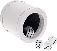 Vista 9 de WE Games Professional Handmade Cognac Brown Leather Dice Cup Set, Comes with 5 Standard Game Dice & Cloth Bag, Dice Roller for Liars Dice Farkle &