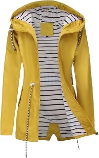 DINGJIUYAN Wasserdichte Jacke für Damen, Übergröße, mit Kapuze, winddicht, Regenjacke, Windbreaker