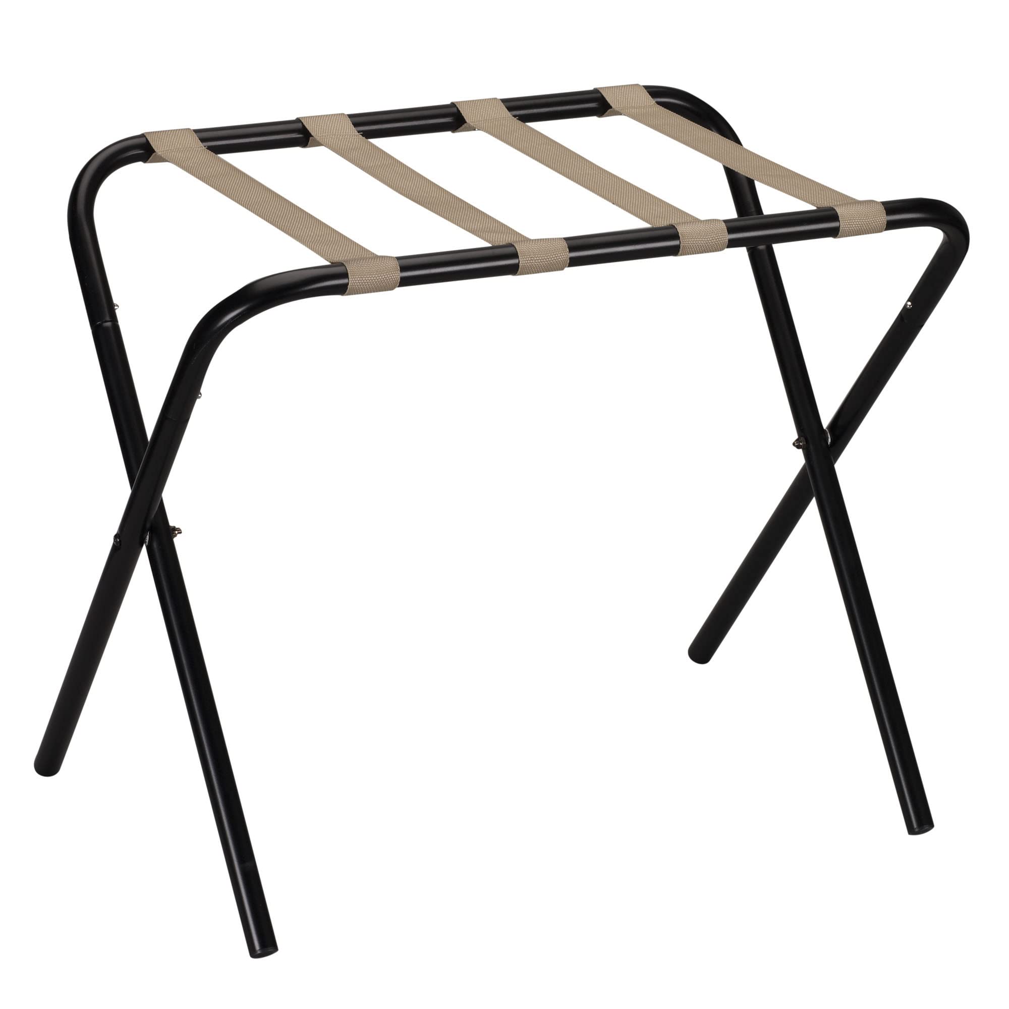 2126-1 Folding Luggage Rack | Black Frame with Khaki Straps