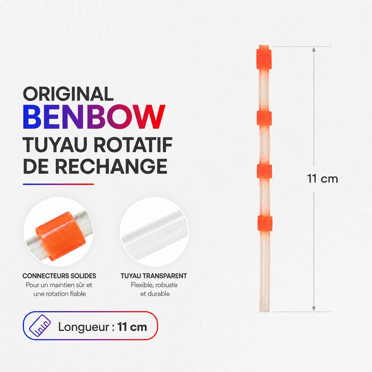 BenBow 017 10x Tuyau en Silicone de Rechange Orange pour Soufflette Air Comprimé, Pistolet de Nettoyage - Tuyau Rotatif avec Poids -Effet Tourbillonnant Intensif et Compatible avec la Série Classic