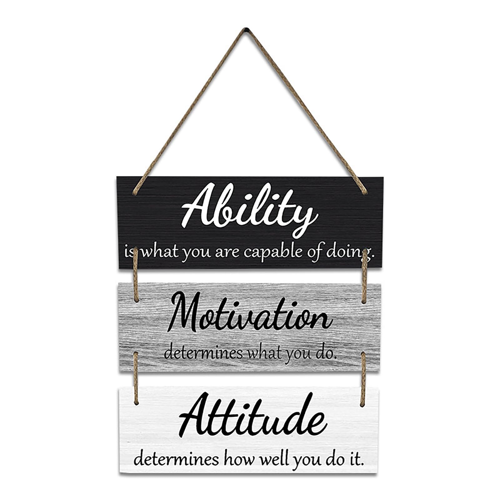 Oxxggkao Wood Offices Wall Hanging Signs Uplifting Messages Inspirational Quotes Ability Motivation Attitude Decorative Plaques Offices Wooden Wall Hanging Sign