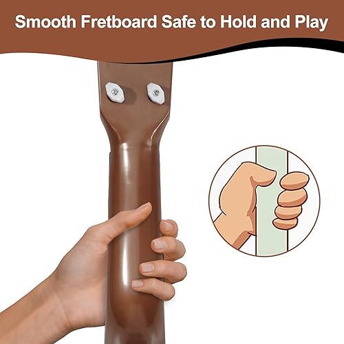Miniatura 5 de Raimy Guitarra ukelele de 17 pulgadas para niños, 4 cuerdas, mini guitarra para niños, instrumentos musicales, juguetes educativos con púas para