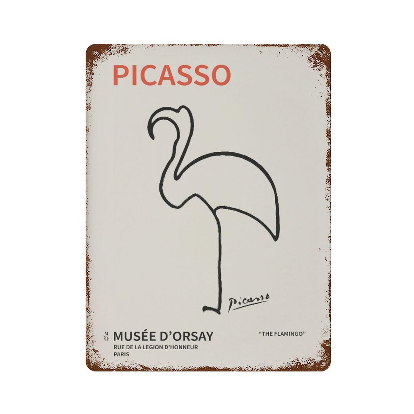 xiaoxiaoshen Picasso Flamingo – Minimalist One Line Wall Decor Art Metal Tin Poster Modern Home Decor Art Home Bar Shop Decorations Vintage Sign 40x30cm