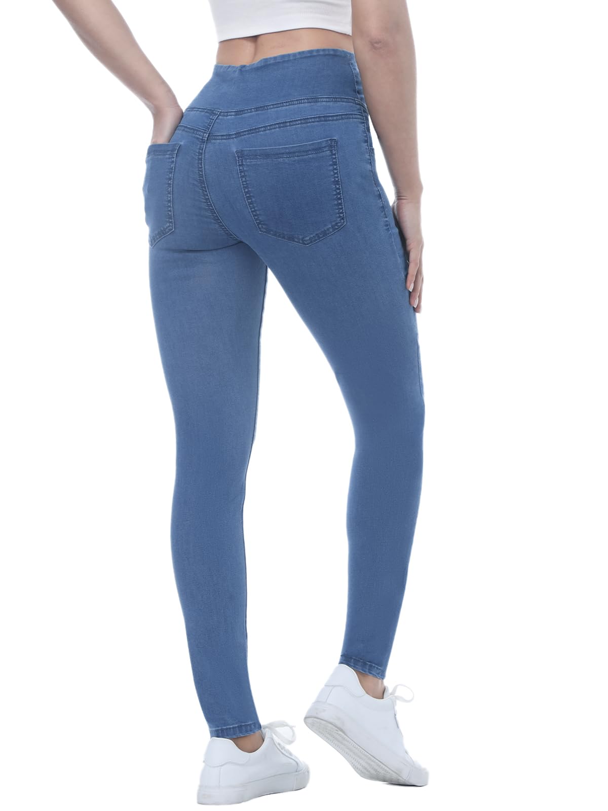 Jeans Donna Elasticizzati, Jeggings Donna Treggings Leggins a Vita Alta Skinny Aderenti Pantaloni Stretti Slim Ankle