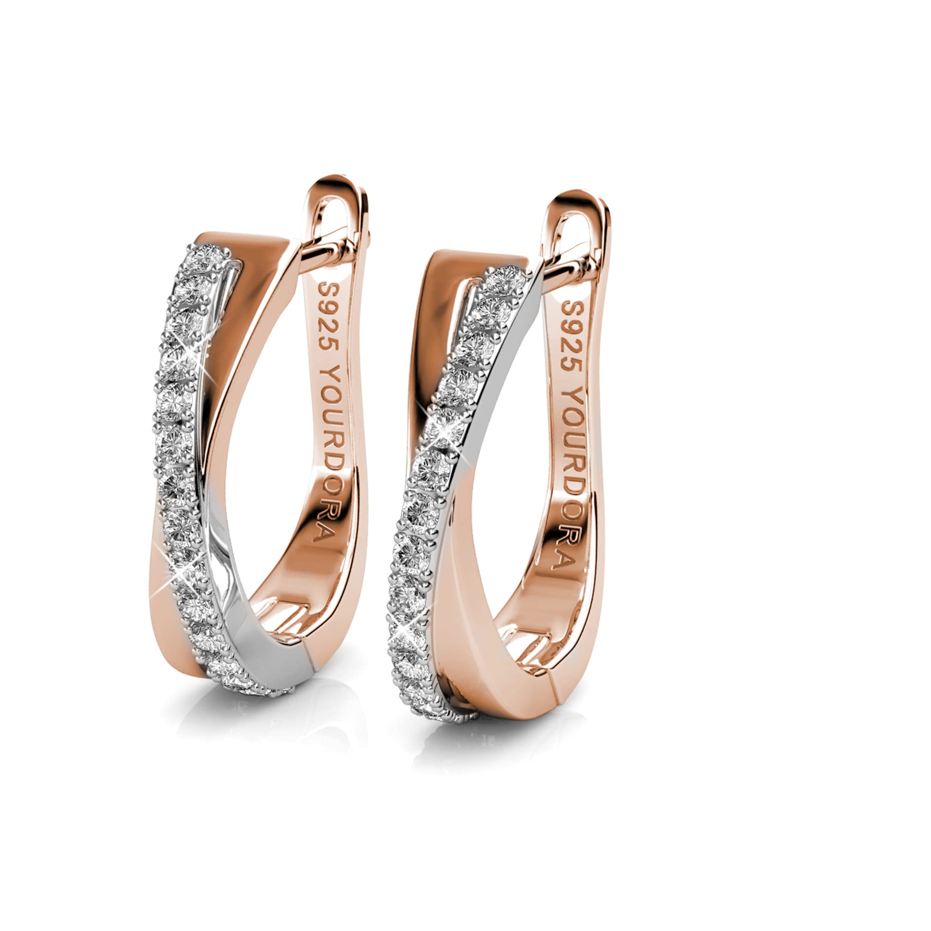 YOURDORA Donna Orecchini a Cerchio Originali in Argento 925 Zirconi Anello Contorto Idea Regalo Gioielli
