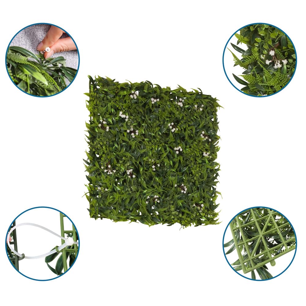 hjh OFFICE artificial plant wall MORE GREEN I 50x50 cm indoor plant mat as wall greening, plant picture decoration, green - Image 2