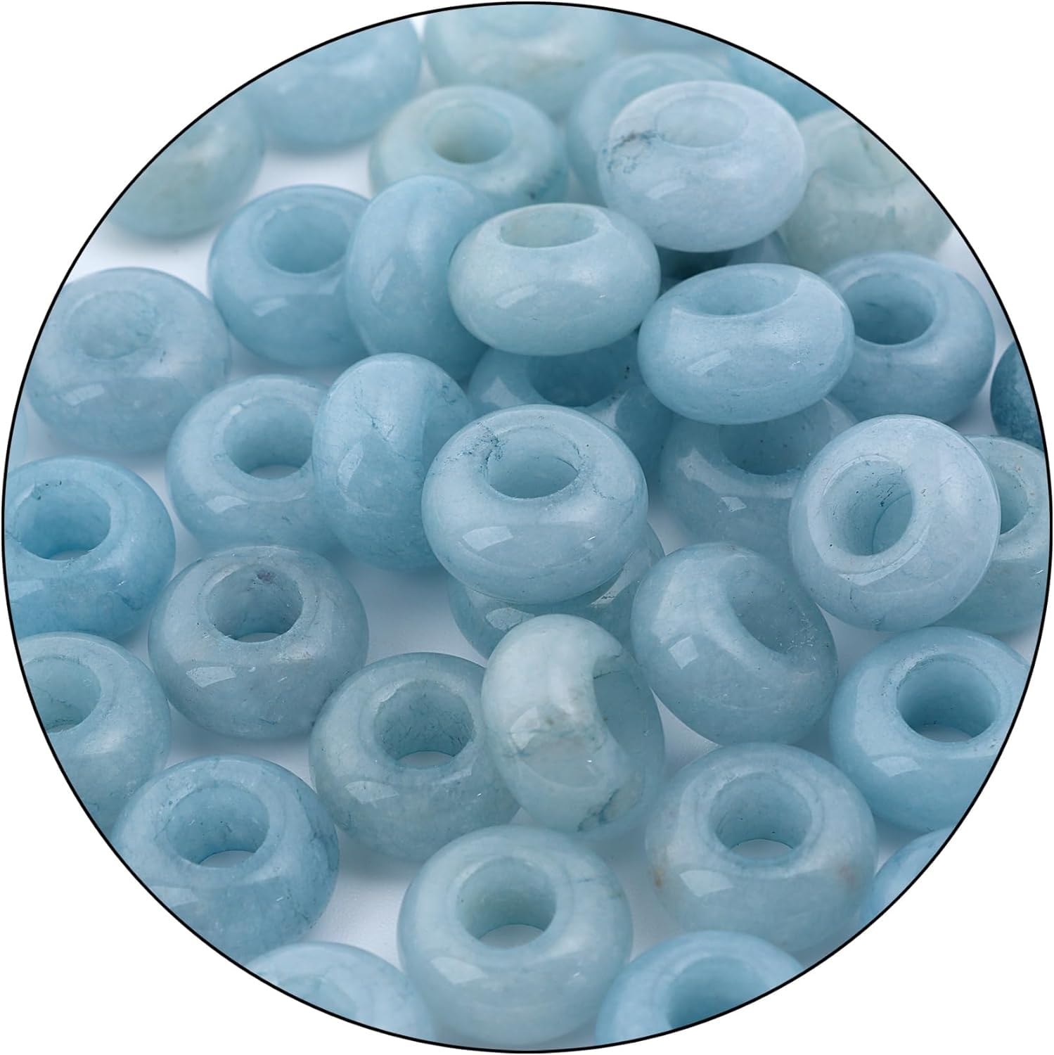 Large Hole Gemstone Beads for Jewelry Making,Loose Macrame Natural Stone Beads Pack of 15 (Aquamarine(8 * 14mm))