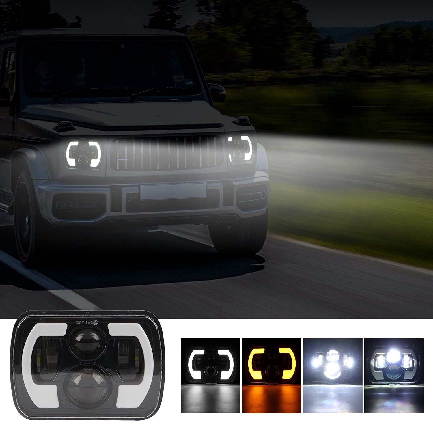 Carriere 7X6 Pollici, 5X7 Pollici LED Proiettore Hi-Lo Beam Indicatore di Direzione DRL 400W per XJ 1984-2001