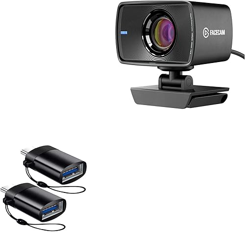 BoxWave Cable compatible con Elgato Facecam – USB-C a A PortChanger (paquete de 2), USB tipo C OTG USB portátil llavero portátil – negro pizarra